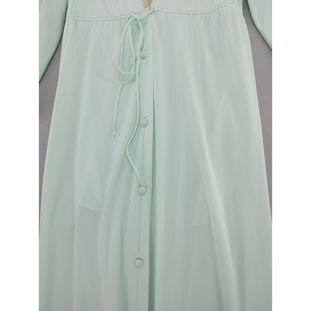 Vintage‎ Vanity Fair Robe Sz L 36 Mint Green Lace Trim Long Sleeve Button Front - Picture 3 of 11